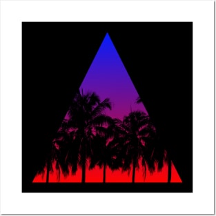 Palm Tree Sunrise Triangle Vacation Posters and Art